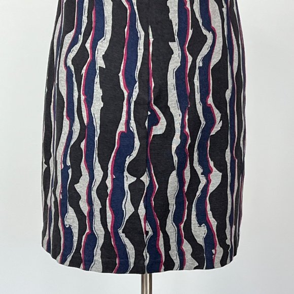 Trina Turk Womens Sheath Dress Gray Black Blue Abstract Stripe Cap Sleeve size 8 - Picture 9 of 12